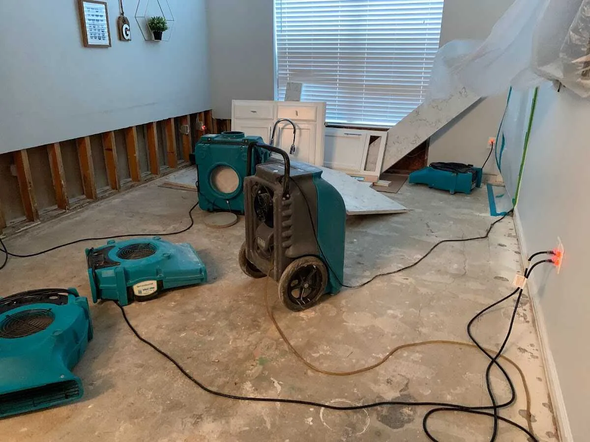 Dehumidifier in flood-cut room for Water Damage Restoration in Ephrata